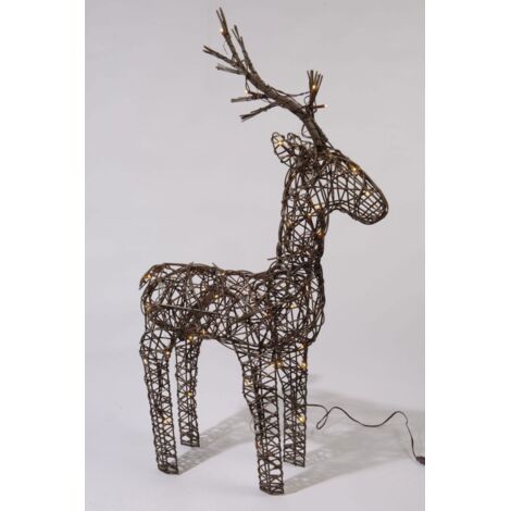 Outdoor Wicker Reindeer Christmas Decoration - Warm White Lights - 83cm