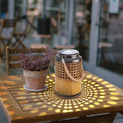 Outdoorleuchte Solar Laterne Außen Boho Deko Solarleuchte Solarlaternen für Außen Garten, hängend stehend, LED, DxH 12x16cm