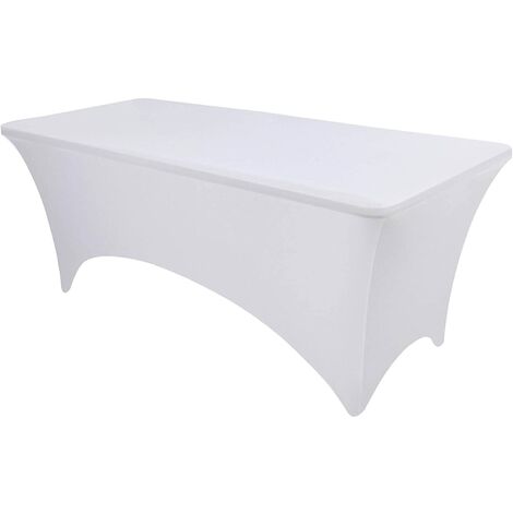 OutdoorLines Nappes ajustées Beige Nappes pour table rectangulaire de 4 pieds - Housse de table de lit de massage en spandex élastique, couvertures de table extensibles sans plis pour mariage, anniversaire, banquet, stand de vendeur - 5 pieds Blanc