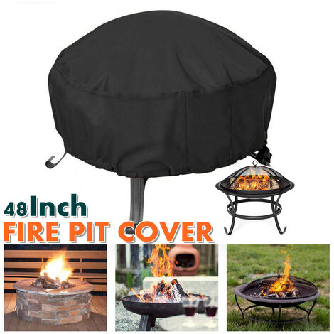 main image of "Outdoors Fire Pit Cover- Heavy Duty Waterproof 210D Polyster with Thick PVC Coating, Round Fire Pit Cover, Waterproof, 48 Inch, Black"