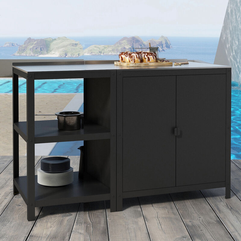 Casa.pro - Outdoorset Bolognano Standregal Und Schrank Schwarz, Matt [ ]