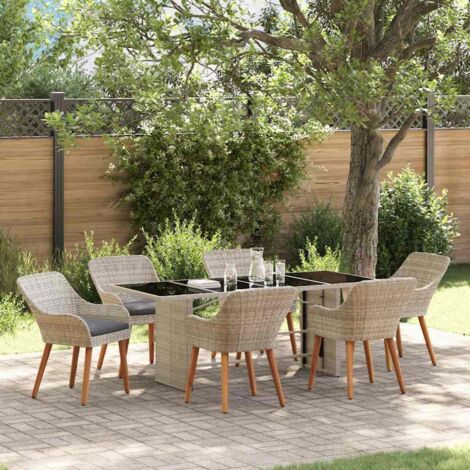 Outdoortisch-Set 7 pcs Hellgrau vidaXL