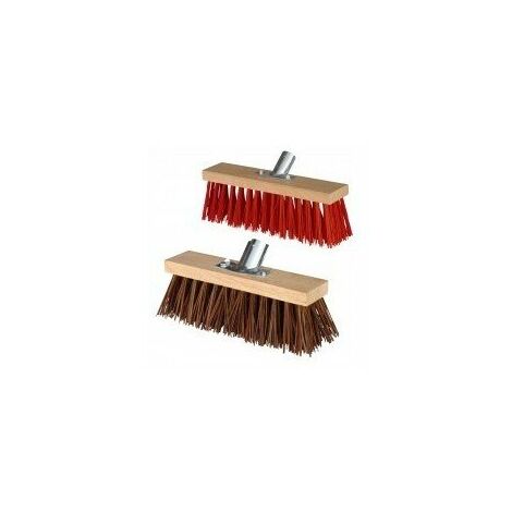 Outifrance – Balai de cantonnier brosse nylon 31 cm – Monture en bois pour nettoyage extérieur – Emmanchement incliné pour confort d'utilisation