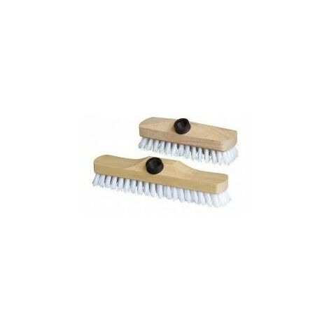 Outifrance – Balai lave pont et frottoir nylon 22 cm – Monture en bois – Fibres nylon 30 mm – Emmanchement douille vissante Ø 25 mm