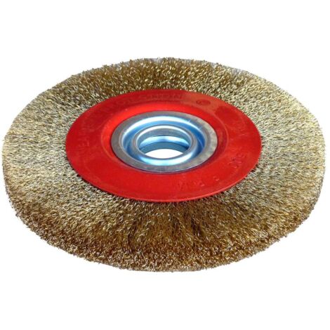 Outifrance – Brosse disque pour touret 150 mm – Épaisseur 20 mm – Alésage 32 mm – Fils ondulés pour nettoyage bois et métal
