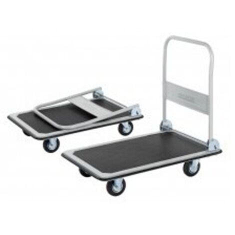 Outifrance – Chariot d'atelier 150kg – Plateforme 730x470mm – Poignée pliable 820mm – 4 roues pivotantes – Pare-choc caoutchouc