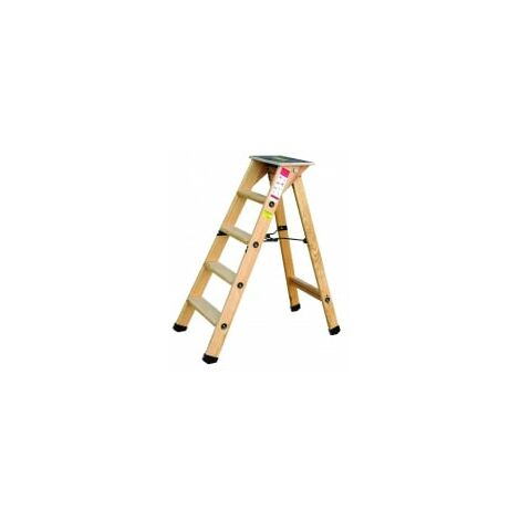 Outifrance – Escabeau en bois professionnel 7 marches – Patins antidérapants – Ferrure acier – Norme EN131 – Pour travaux en hauteur