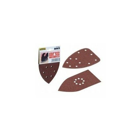 OUTIFRANCE Lot de 5 patins triangulaires auto-agrippants - grain 80 - 150x150x100 mm