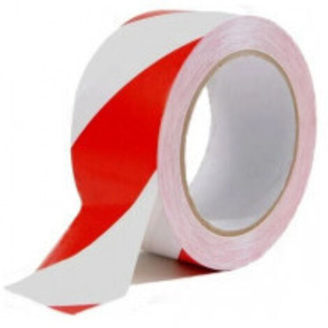 OUTIFRANCE Ruban adhesif signalisation pvc Ruban PVC spécial sol 33 m x 50 mm Rouge / blanc