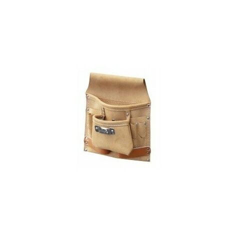 Outifrance – Sac à outils en cuir épais 240x270mm – 8 compartiments – Poches ourlées et rivetées – Pour chantiers humides et espaces confinés
