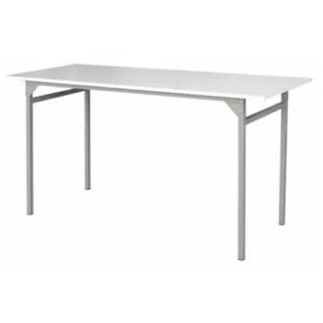Outifrance – Table pliante 150x60cm pour collectivités – Plateau mélaminé blanc – Piètement métallique carré 25x25mm – Hauteur 80cm