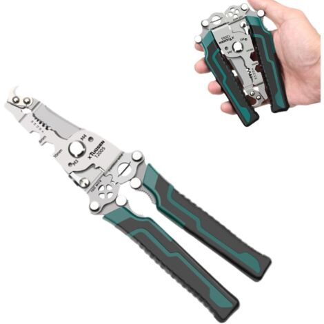 Outil à dénuder 18 en 1, pince à dénuder, coupe-câble, pince multifonctionnelle avec dénudeur de fil, coupe latérale, pince coupante, pince à vis pour câble électrique (vert)