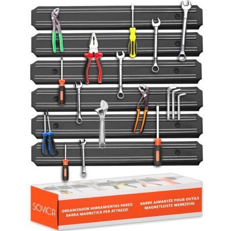 Outil Baguettes magnétiques 6 pièces 33 cm x 4,8 cm Outils de baguette magnétique Porte-outils magnétiques Outils de support magnétique Porte-outils muraux Porte-outils de panneau Outils de panneau mu