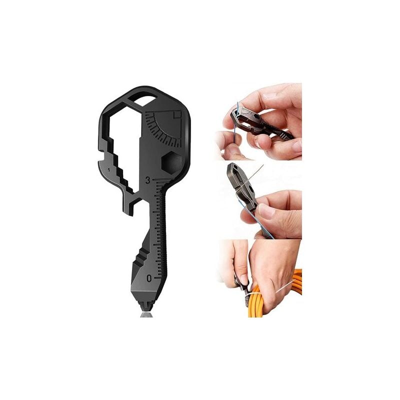 Outil clé multifonction Outil clé extérieur Ouvre-bouteille en acier inoxydable 24 en 1 Mini clé portable Utilisé pour les outils de ligne de coupe,