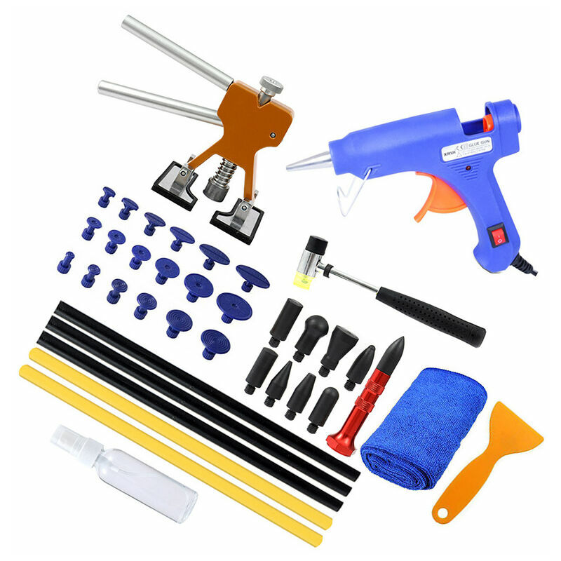 Thsinde - Outil Débosselage sans Peinture Kit Débosselage Carrosserie avec Pistolet à Colle,Doré Dent Extracteur,pour Voiture,Réfrigérateur,Moto