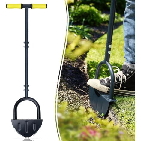 Outil de bordure de pelouse à dents de scie 96 cm, poignée en T, demi-lune, outils de bordure à long manche pour bordure de pelouse
