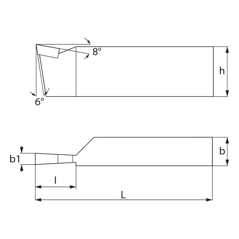 Fervi - Outil de coupe droit iso 7 25x25 mm pour tour