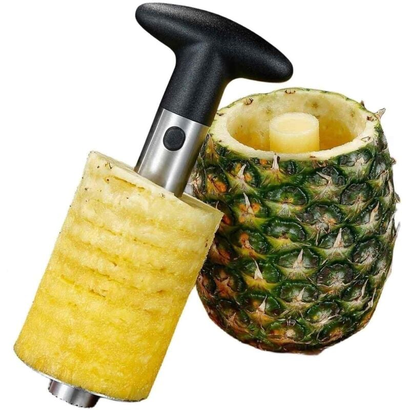 Ensoleille - Outil de coupe et vide-ananas, vide-ananas et coupe-ananas, éplucheur d'ananas en acier inoxydable, décorateur facile à enlever le noyau