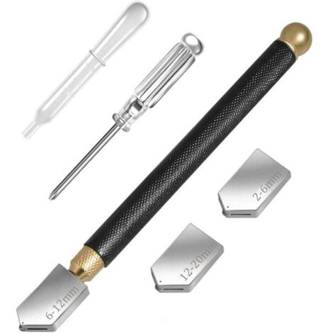 Outil de Coupe Verre Diamant Professionnel avec 3 Têtes Interchangeables 2-20 mm pour Carreaux Miroir Mosaïque