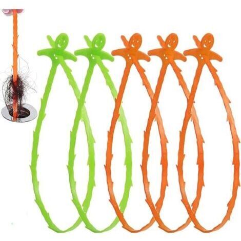 Outil de déboucheur d'évier, paquet de 5 serpents d'évier de 20 pouces, serpent à cheveux en plastique, épilateur de canalisation pour égouts, cuisine, évier de salle de bain