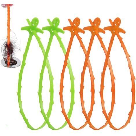 Outil de déboucheur d'évier, paquet de 5 serpents d'évier de 20 pouces, serpent à cheveux en plastique, épilateur de canalisation pour égouts, cuisine, évier de salle de bain