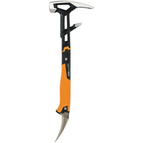 Fiskars Marteau multifonction IsoCore M, Pour divers travaux de démolition, Longueur : 46,2 cm, Poids : 1,38 kg, Noir/Orange, 1027220