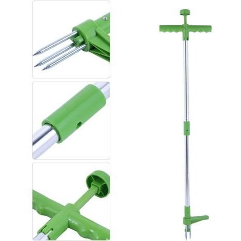 Outil de Désherbage à Long Manche Outil D'élimination Des Racines de Désherbeur Robuste Avec 3 Griffes Extracteur de Pissenlit Manuel Outil de Suppression de Racines pour L'aménagement Paysager