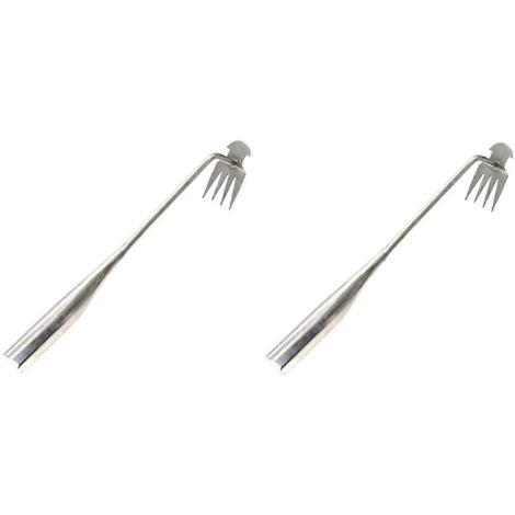 Outil de désherbage manuel double à 4 dents, argenté