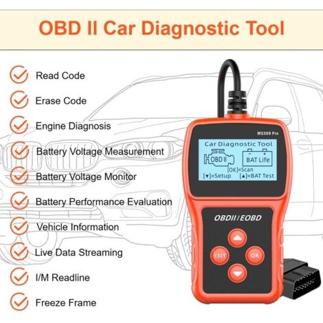 Outil de Diagnostic Auto OBD2 Scanner Lecteur de Code Voiture avec Fonctions OBD-II