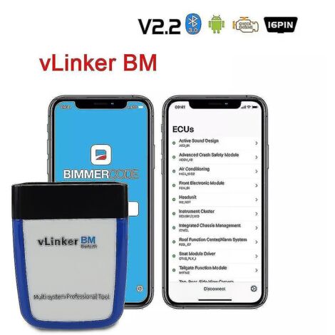 Outil de diagnostic automobile - Scanner OBD2 pour BMW Bimmercode Vlinker Bluetooth 3.0 ELM327 V2.2