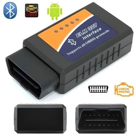 Outil de diagnostic moteur - ELM - OBDII ELM327 - Bluetooth - Universel - Noir
