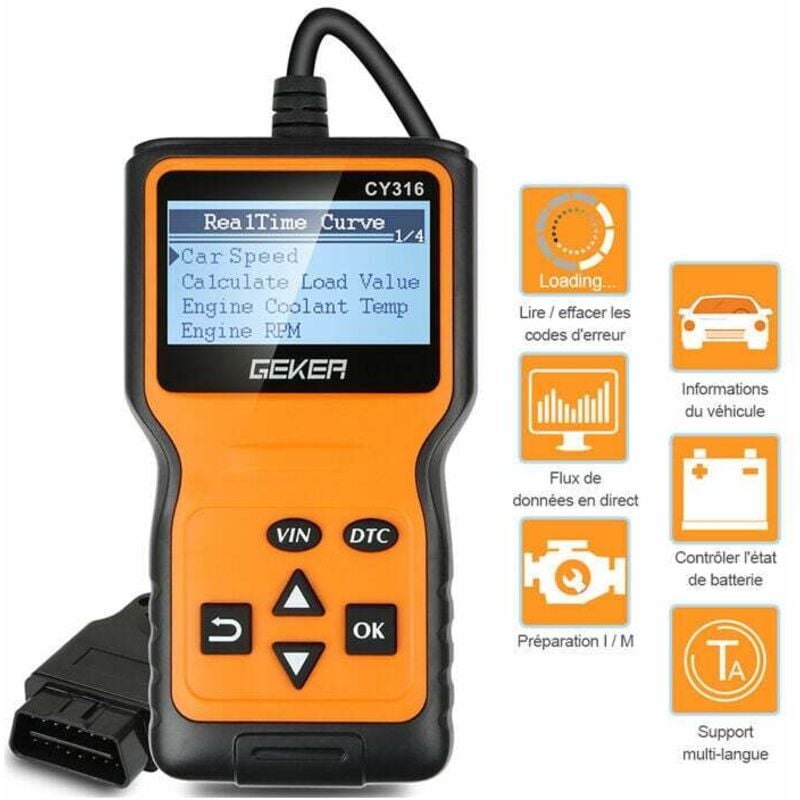 Fitags - Outil de Diagnostic Voiture OBD2 Universel Lecteur de Code Valise Diagnostique Auto Scanner Diagnostic obdii Support Français