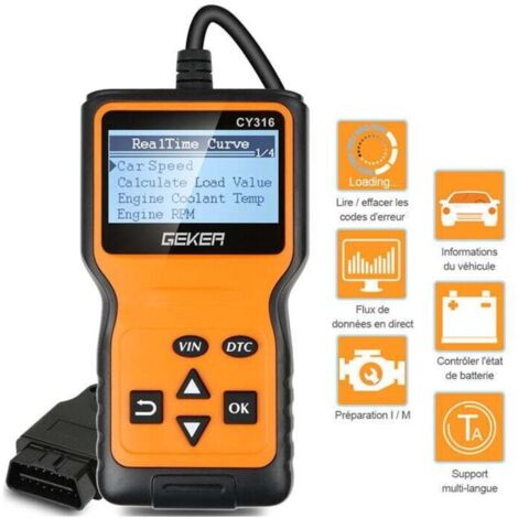 Outil de Diagnostic Voiture OBD2 Universel Lecteur de Code Valise Diagnostique Auto Scanner Diagnostic OBDII Support Français