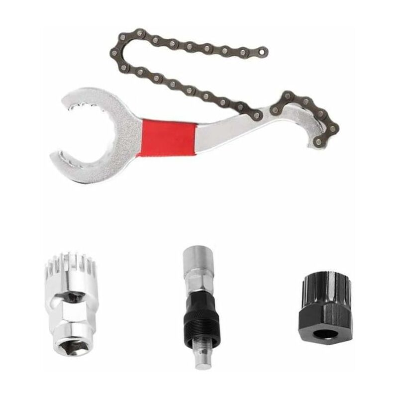 Monly - Outil de Démontage de Cassette de Vélo, Kit de Réparation de Vélo Multifonction Avec Fouet de Chaîne, Support Remover, Demonte Roue Libre,