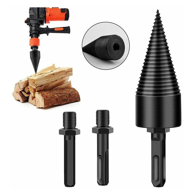 Vuszr - Outil de fendage de bois de type marteau électrique à haute dureté (42 embouts + 3 tiges (tige ronde tige carrée tige hexagonale)) adapté à