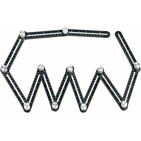 Outil de gabarit d'angle 12 côtés en alliage d'aluminium - Règle de mesure multi-angles - Règle pliante - Outil de positionnement d'angle pour brique, carrelage, bois