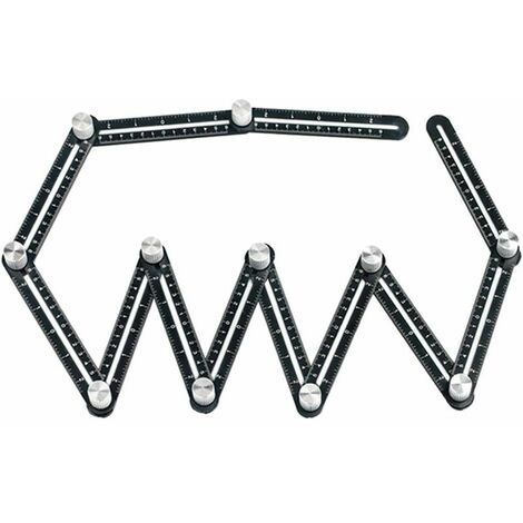 Outil de gabarit d'angle 12 côtés en alliage d'aluminium - Règle de mesure multi-angles - Règle pliante - Outil de positionnement d'angle pour brique, carrelage, bois