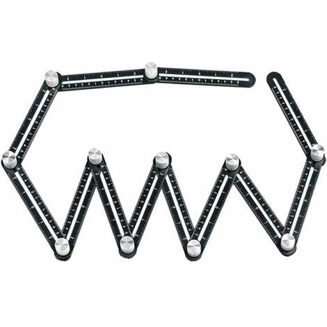 Outil de gabarit d'angle 12 côtés en alliage d'aluminium - Règle de mesure multi-angles - Règle pliante - Outil de positionnement d'angle pour brique, carrelage, bois Cisea