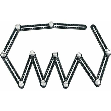 Outil de gabarit d'angle 12 c?t��s en alliage d'aluminium - R��gle de mesure multi-angles - R��gle pliante - Outil de positionnement d'angle pour brique, carrelage, bois
