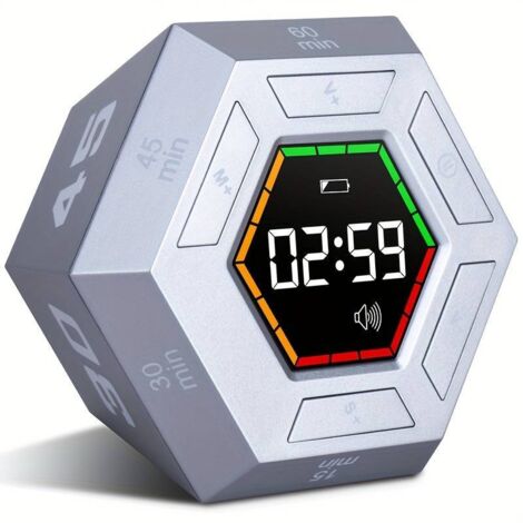 Outil de gestion du temps : minuteur numérique hexagonal à compte à rebours, affichage LED personnalisé pour chaque élève, rappel de compte à rebours pour les devoirs/tâches.