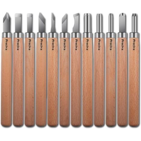 Outil de Gravure en Bois Kit, 12 Pièces Décapage Couteau Sculpture sur Bois, Ciseaux à Bois, DIY Outil de Sculpture pour Sculpteur, Charpentier, Amateur