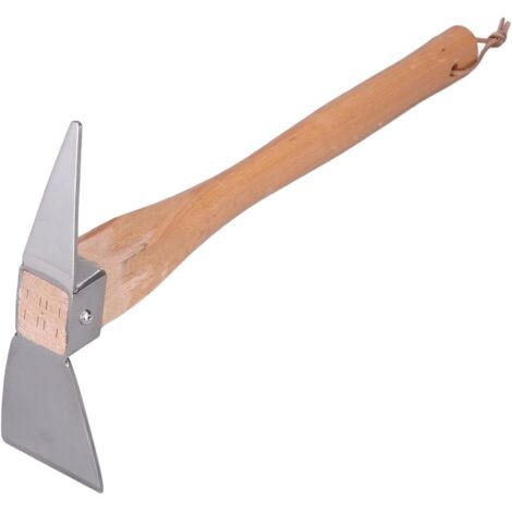 Outil de jardinage de 38cm, houe à main en acier inoxydable avec manche en bois pour transplanter, creuser, planter, ameublir le sol, camper ou prospecter