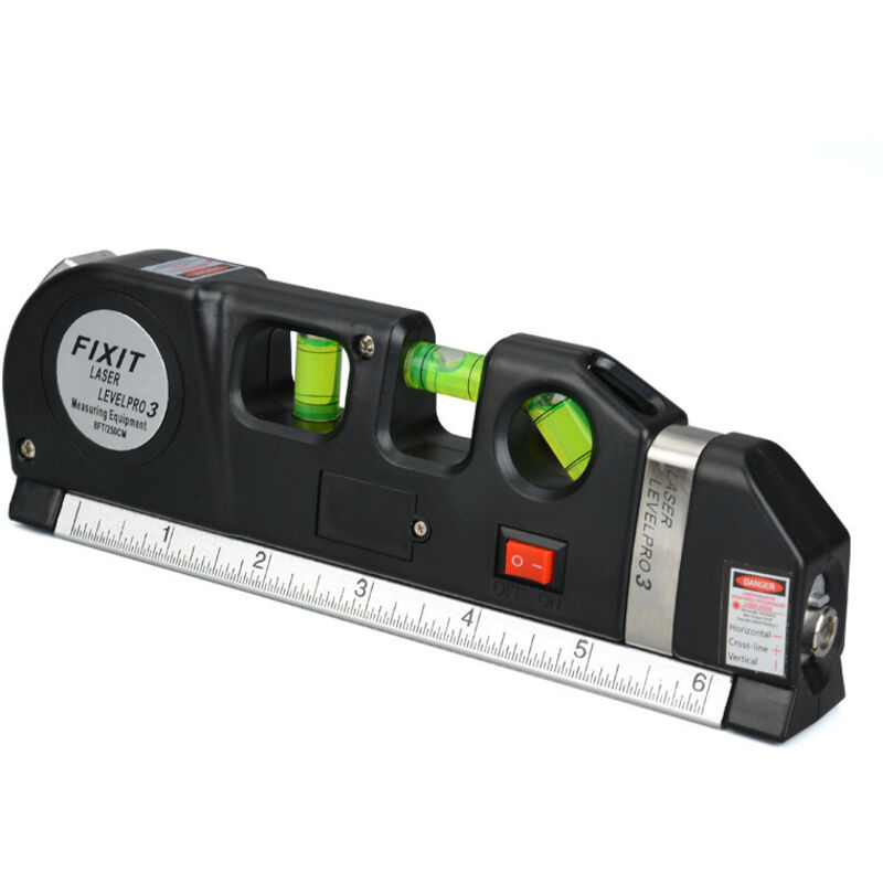 Outil de ligne horizontale laser, kit de niveau laser multifonctionnel, outil de faisceau de niveau laser à réticule standard, avec règle métrique,