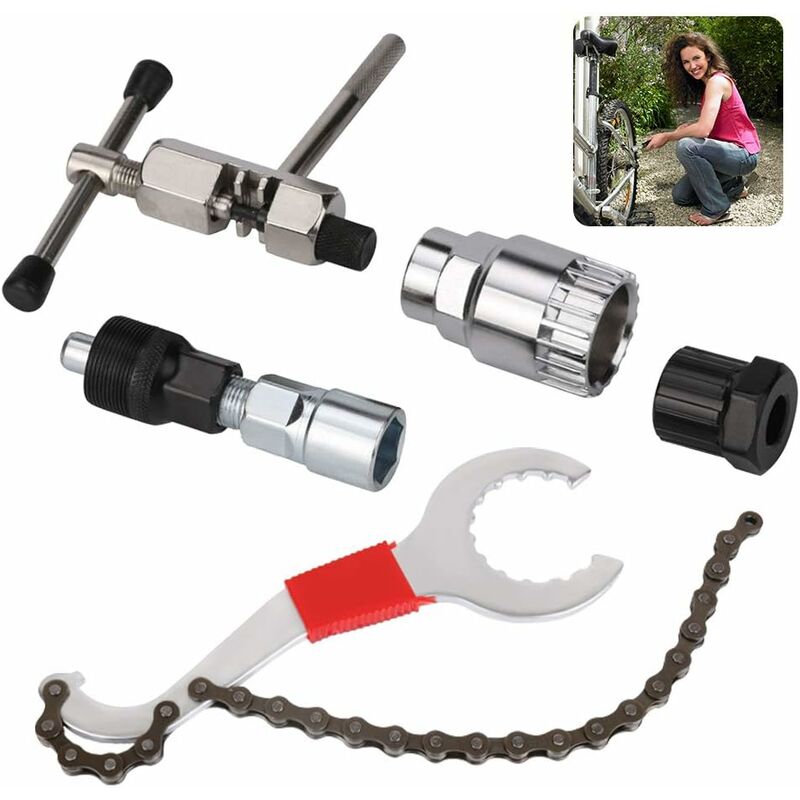 Outil de Maintenance pour Vélo, 5pcs Outil de Retrait de Cassette de Vélo, Kit D'outils de Réparation de Vélo, Outil de Démontage de Cassette de