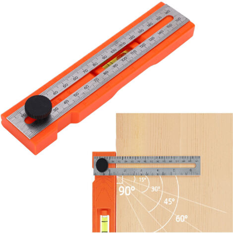 Outil de marquage de position réglable avec bouton, rapporteur multi-angle pliable, règle de mesure de profondeur, niveau à bulle, rapporteur d'angle, outil de travail du bois précis