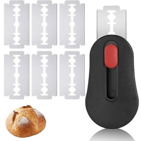 Outil de Marquage la Pâte, Magnétique Lame à Pain, Avec 6 Lames de Rasoir Acier Inoxydable Couteau, Extractible Couteau à pain, Générique Lame à Grigner la Pâte, Pour La Fabrication Du Pain