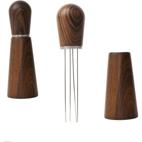 Outil de mélange de café en bois naturel de mélangeur d'espresso avec le distributeur d'aiguille de mélangeur de café de support