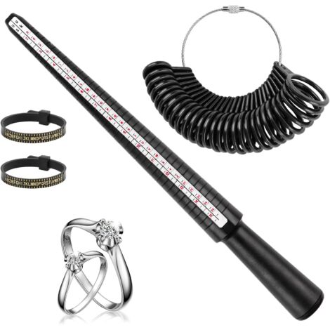 Outil de mesure de bagues en 4 pièces, outil de mesure des doigts pour guide des tailles de bagues, ensemble de mesure de la taille des doigts, mesureur de doigts professionnel pour les tailles UE, US