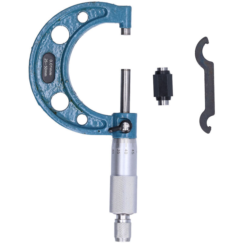 Eosnow - Micromètre extérieur, outil de mesure d'épaisseur de haute précision en acier inoxydable, avec clé 0,01 mm 25-50 mm