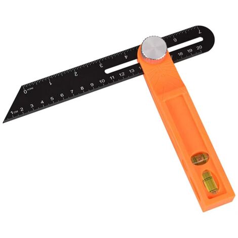 Outil de mesure horizontale en t coulissant avec support à bulles horizontal et vertical (règle d'angle mobile en t de vingt cm)